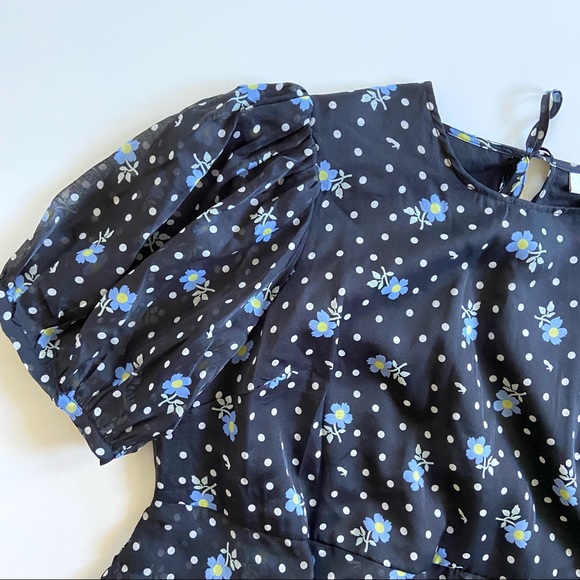 Sandy Liang x Target Black Floral Print Short Sleeve Tiered Ruffle Mini Dress - Picture 4 of 9